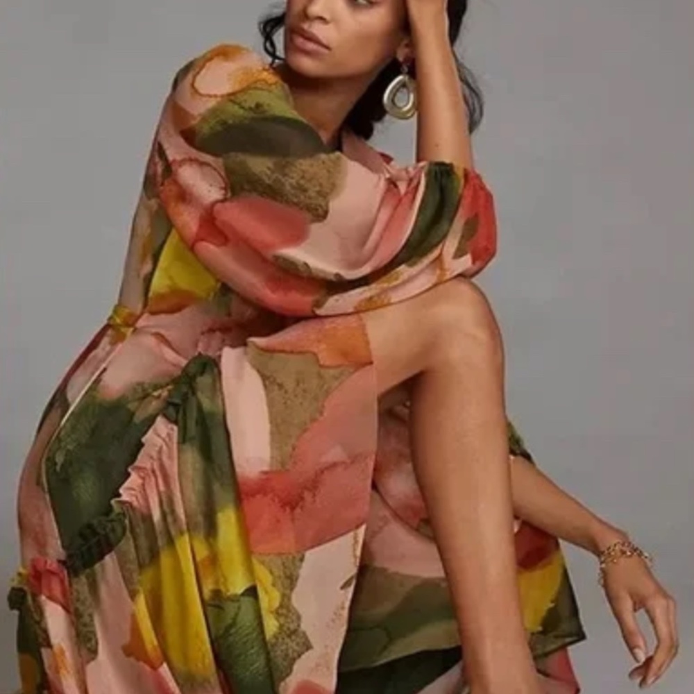 Anthropologie Multicolor Floral Maxi Dress - Picture 6 of 7